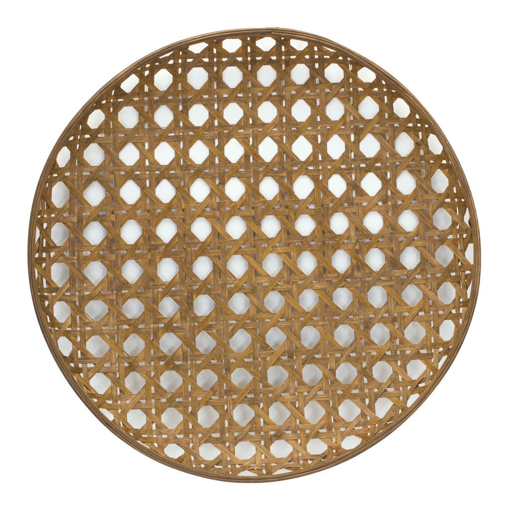Large Round Woven Bamboo Tray 26" – Wood Decorative Tray