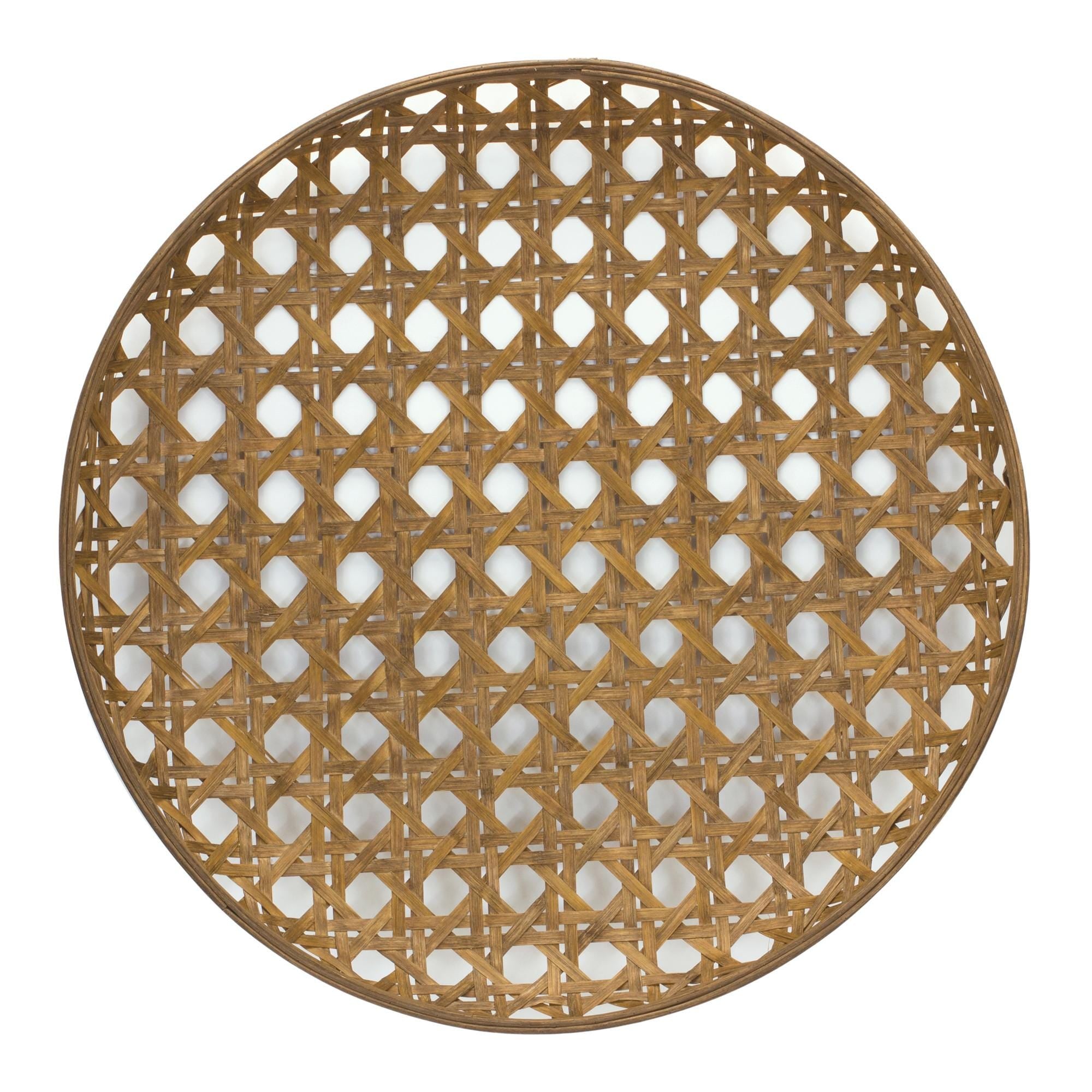 Large Round Woven Bamboo Tray 26" – Wood Decorative Tray