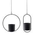 Black Metal Hanging Planter Set with Frame (2 Pieces)