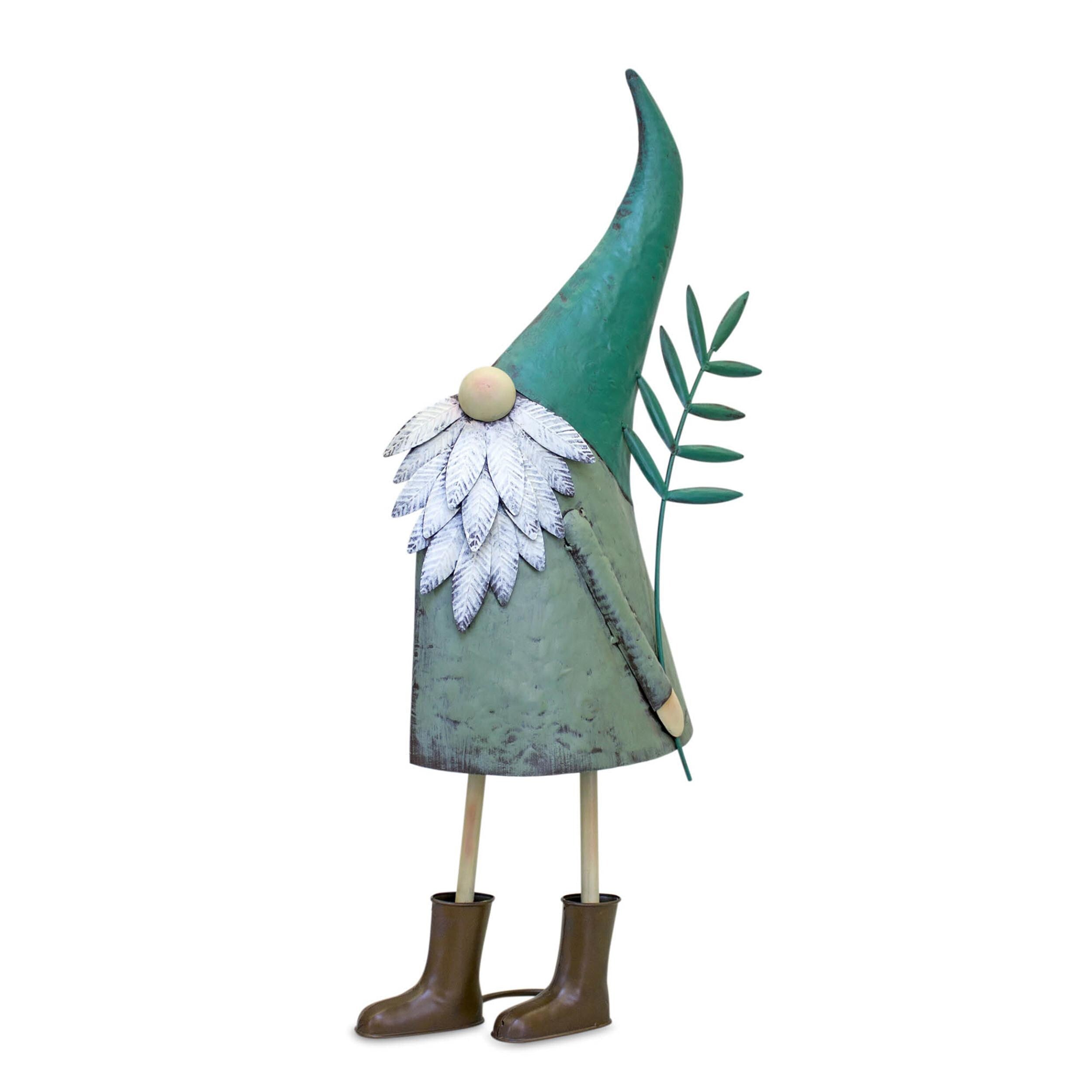 Large Rustic Metal Garden Gnomes – 27” Standing Outdoor Decor (Set of 2)