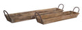 Large Rustic Wooden Serving Trays with Metal Handles – Farmhouse Decor (Set of 2)