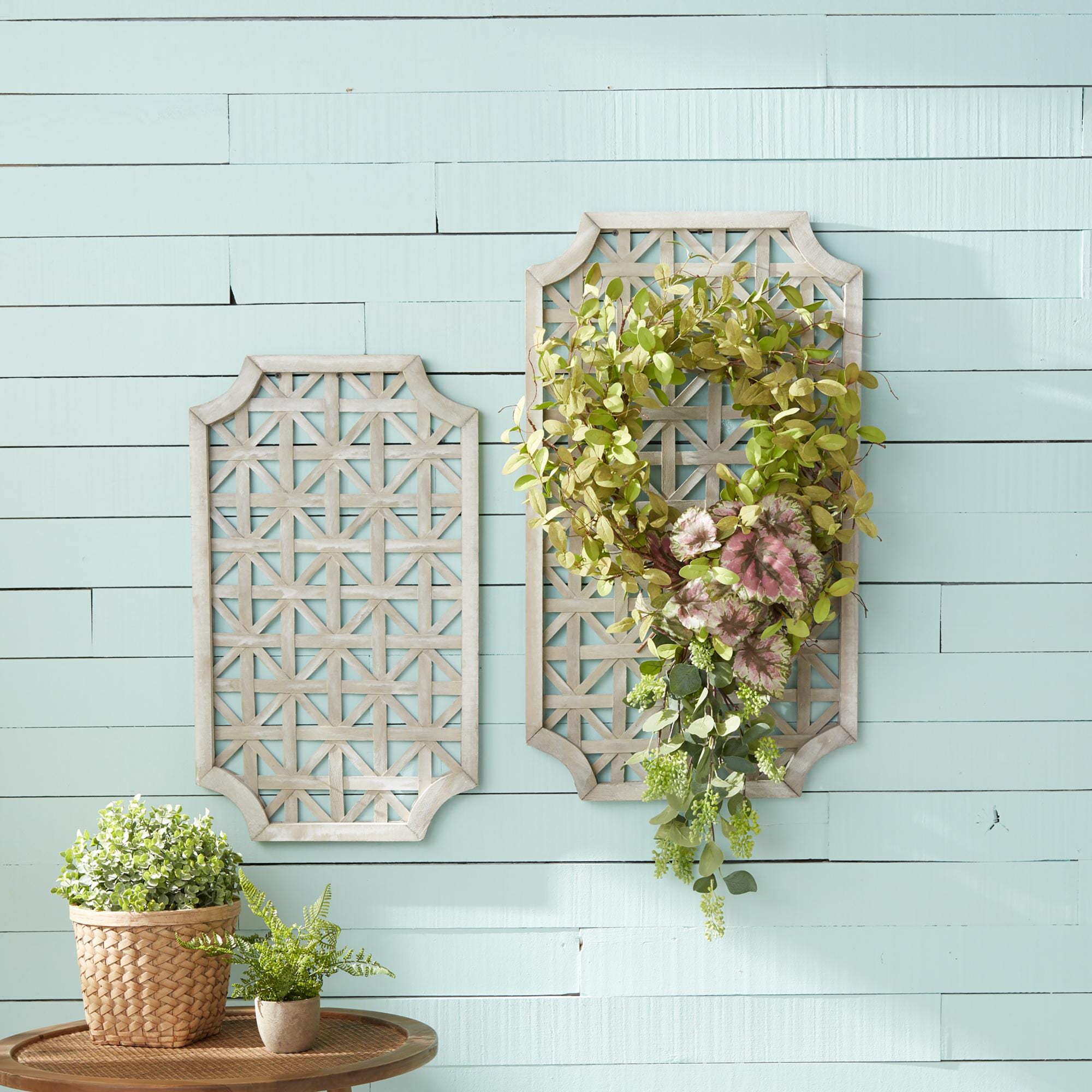 Rectangular Woven Wood Wall Decor Set (2 Panels)