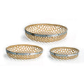 Woven Bamboo Tray Set with Metal Accent (3 Sizes)