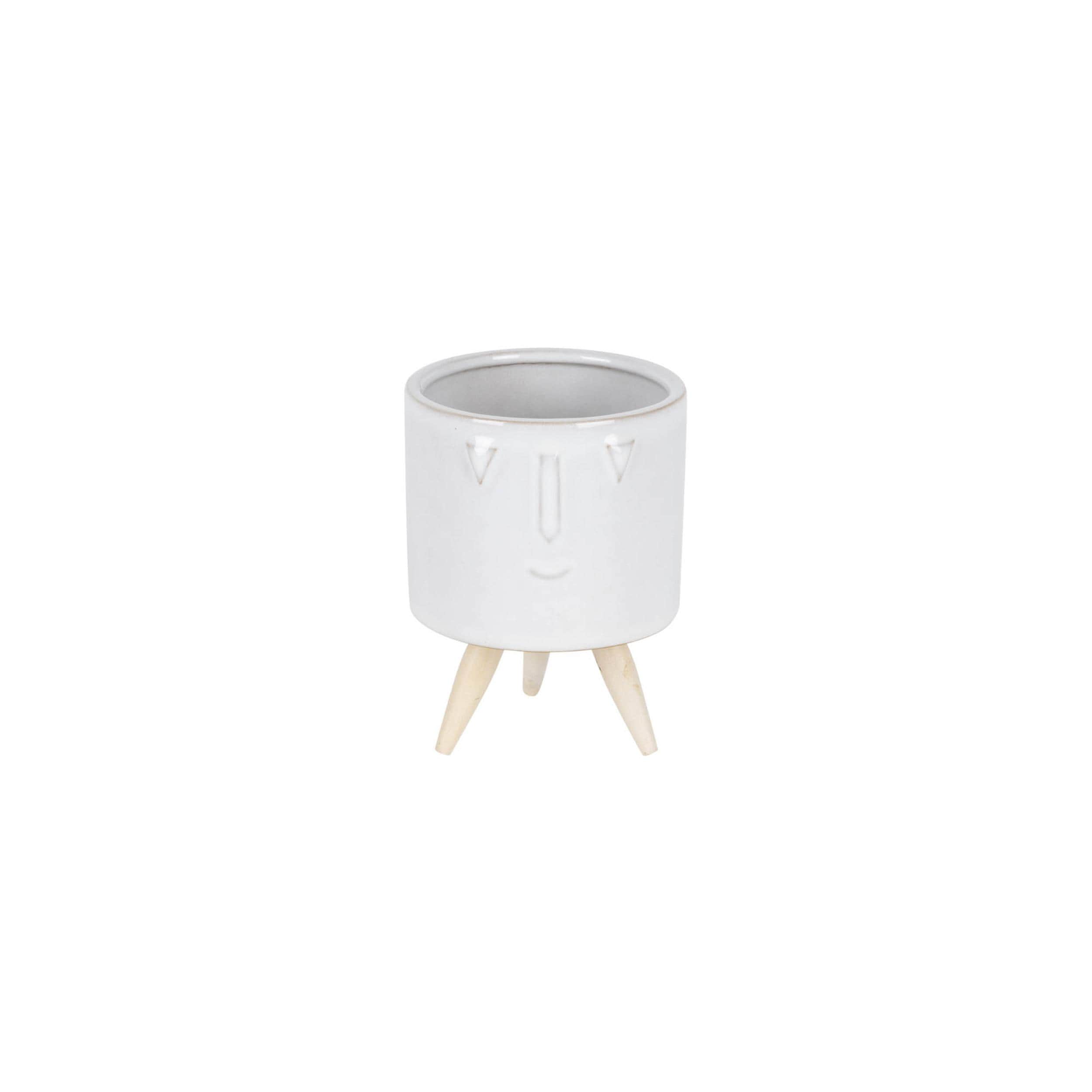 Small Face Planter Set with Wooden Legs (3 Pots)