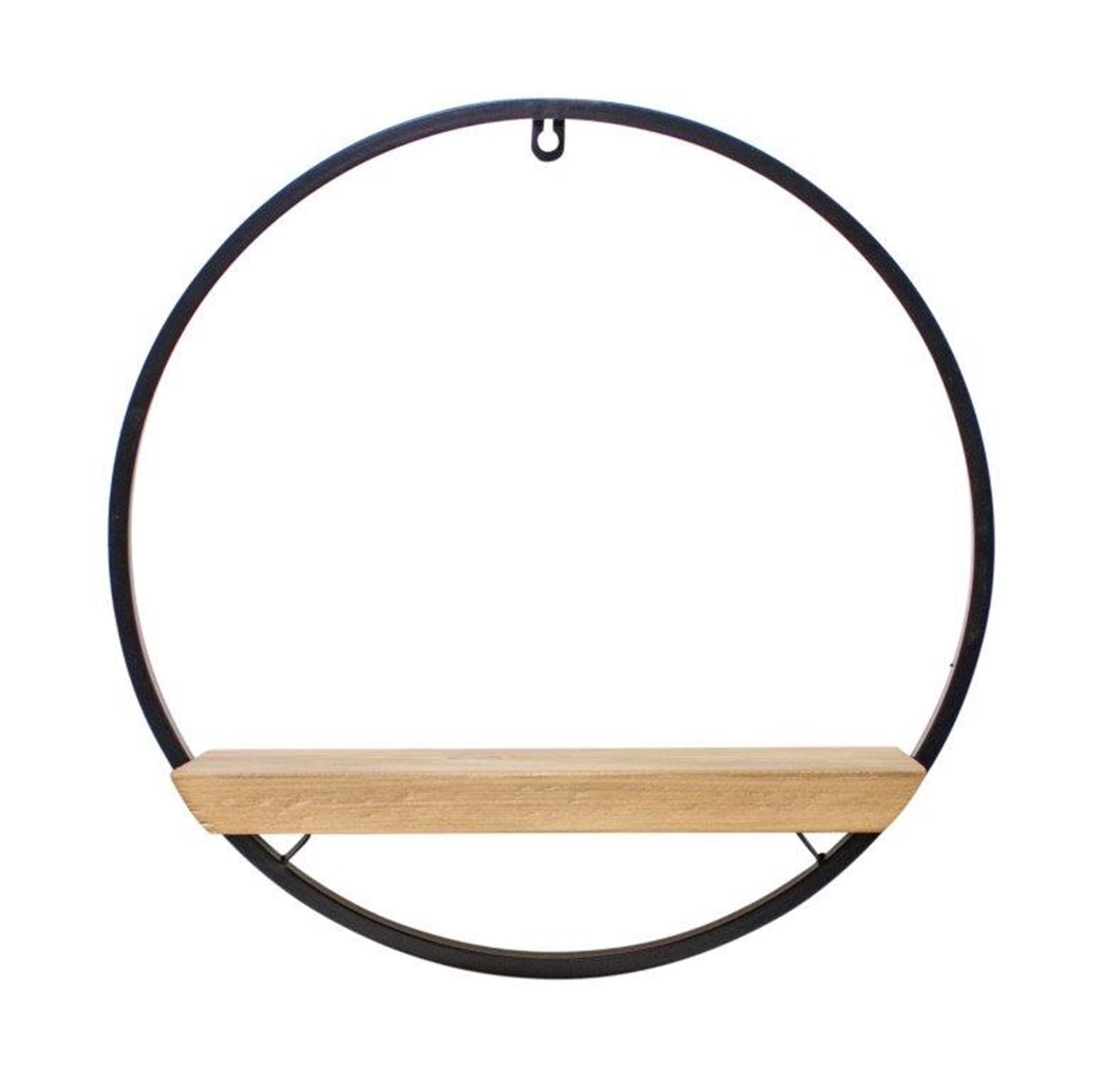 Round Wood and Metal Wall Shelf