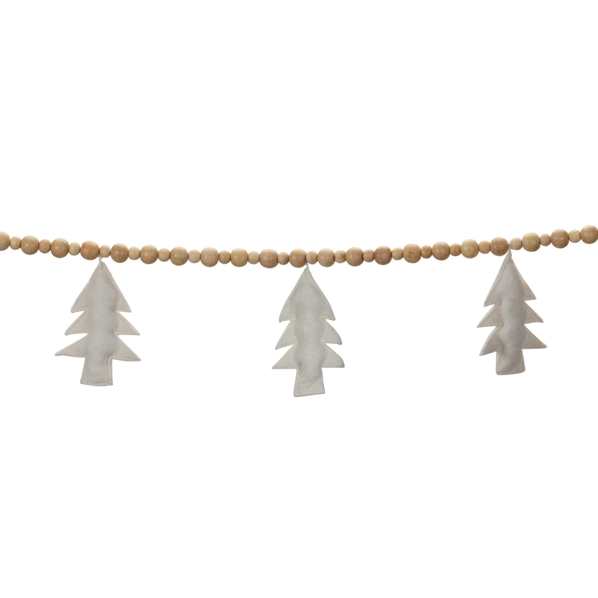 Wood Beaded Wool Garland Set of 2 – Rustic Christmas Tree Garland