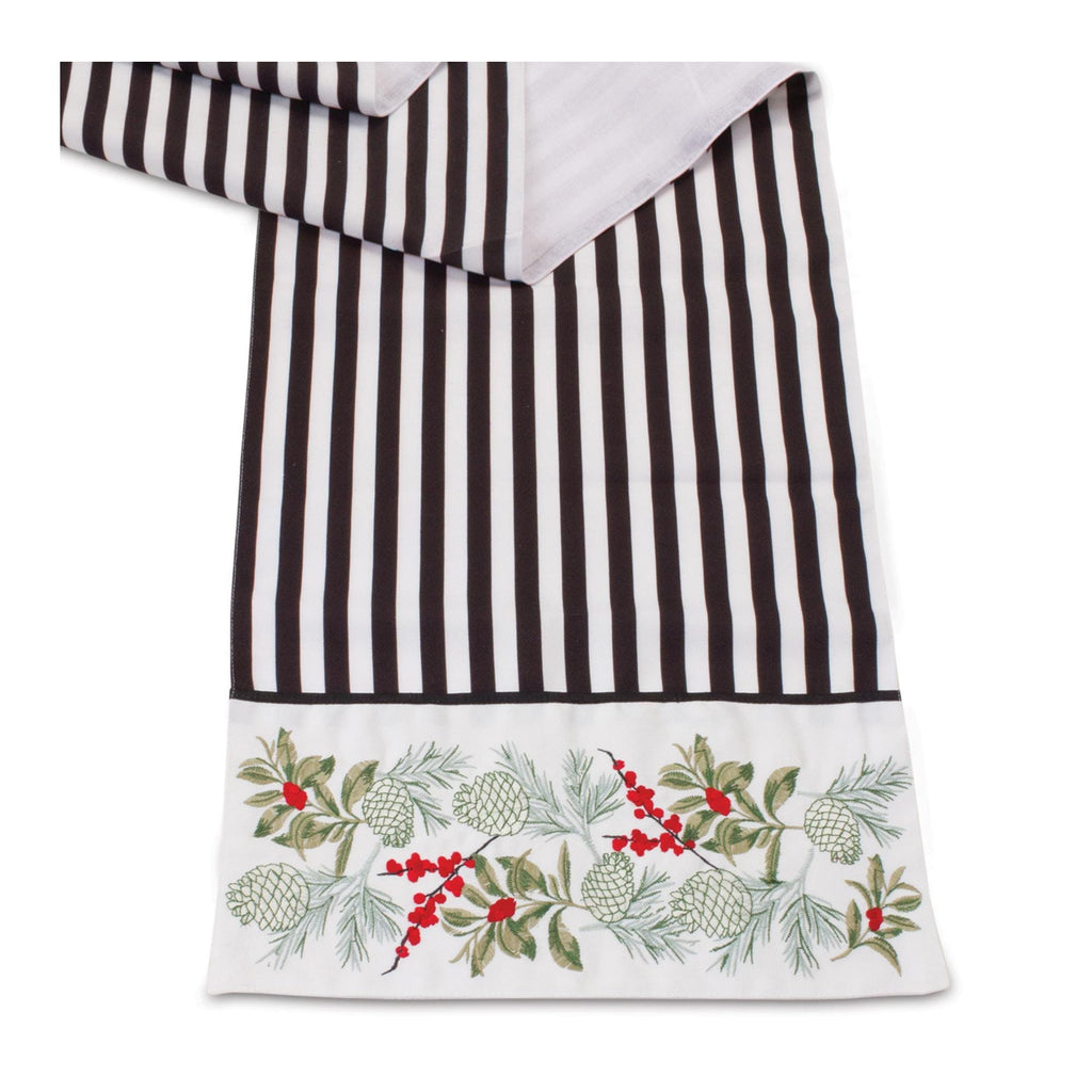 Striped holiday table runner 72"l