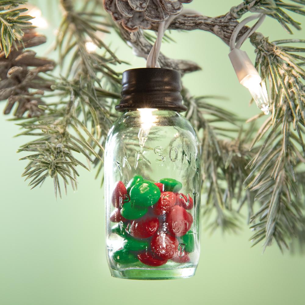 3.5 Inch Glass Mason Jar Ornament for Christmas Lights - Box of 6