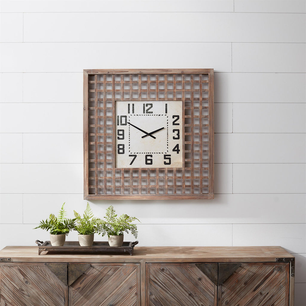Large Whitewashed Wood Wall Clock (29.5”)