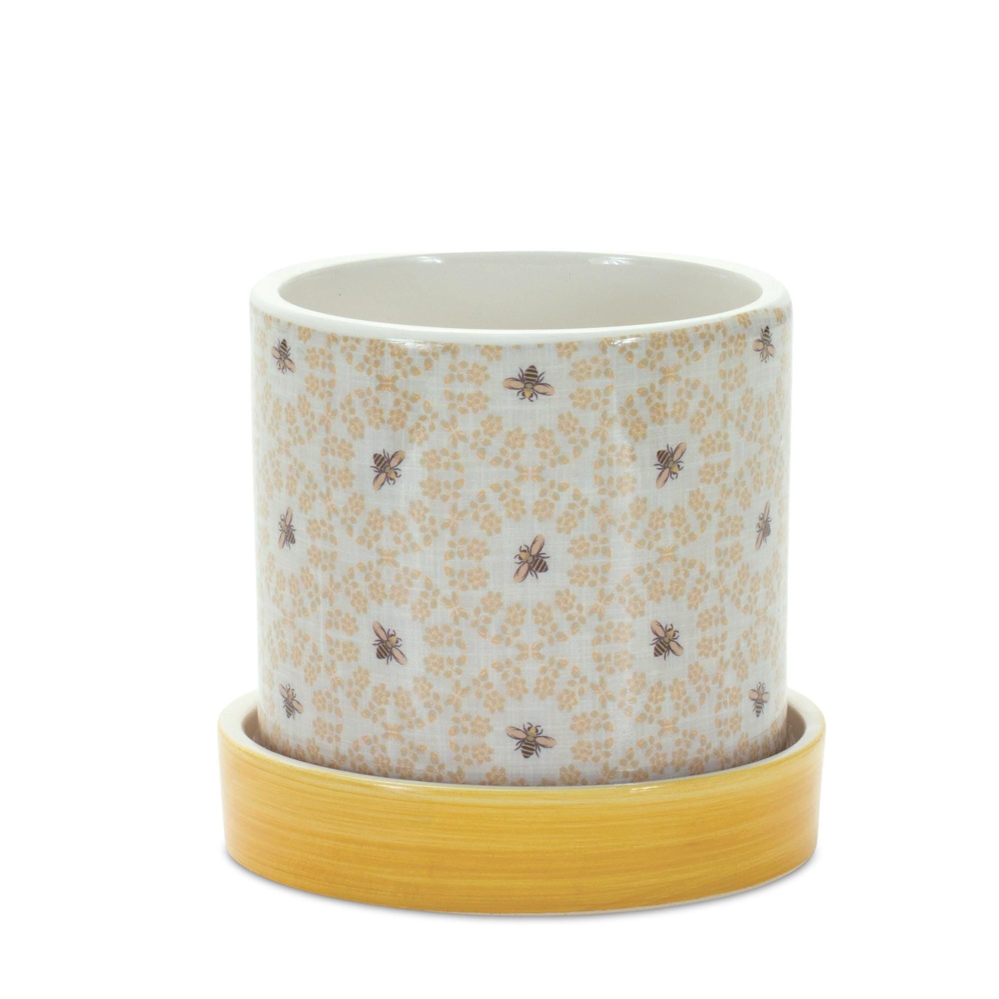 Bumble Bee Planter Set with Saucers (2 Sizes)