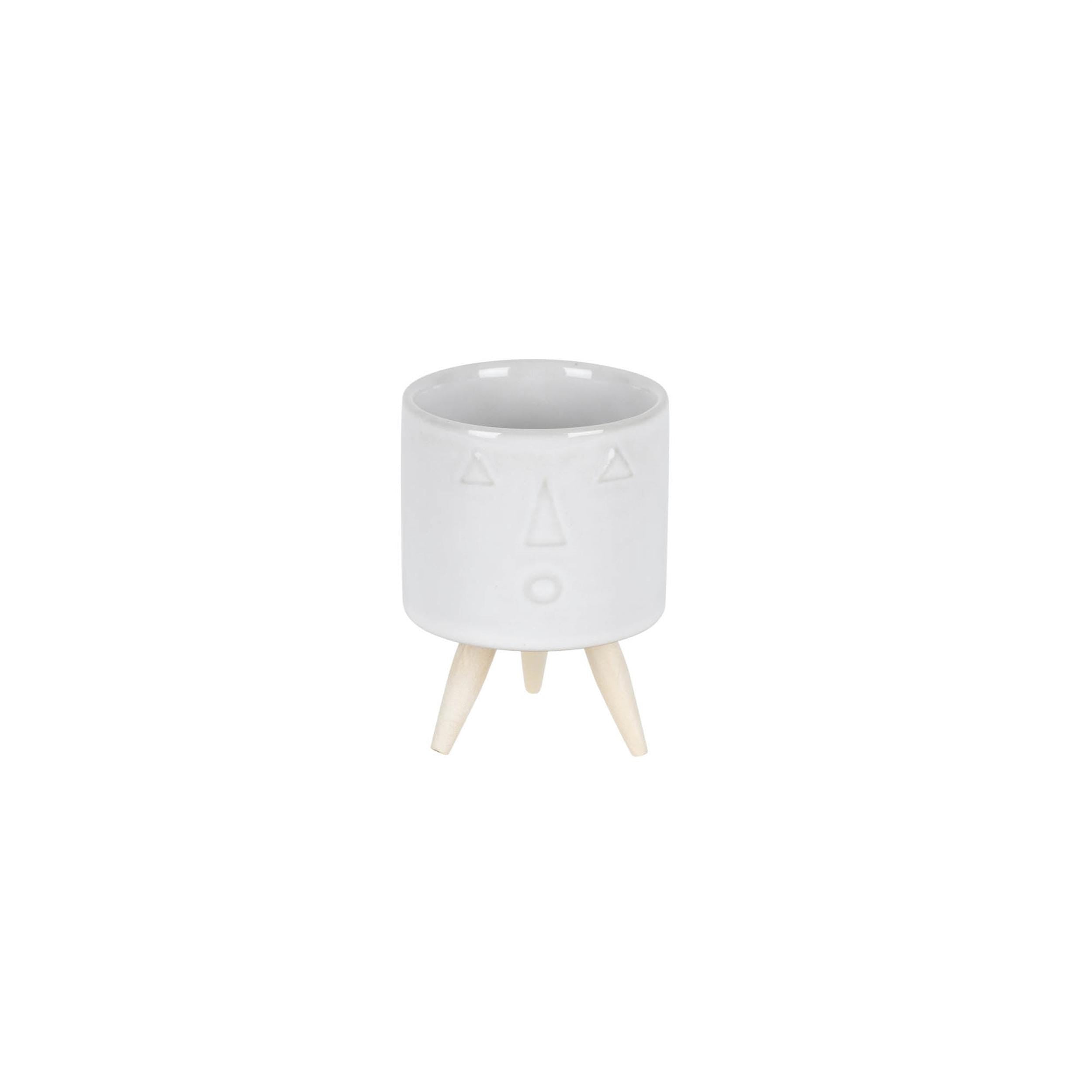 Small Face Planter Set with Wooden Legs (3 Pots)