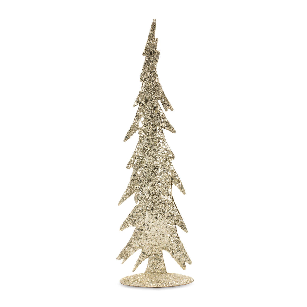 Gold mosaic glass pine tree (set of 2)