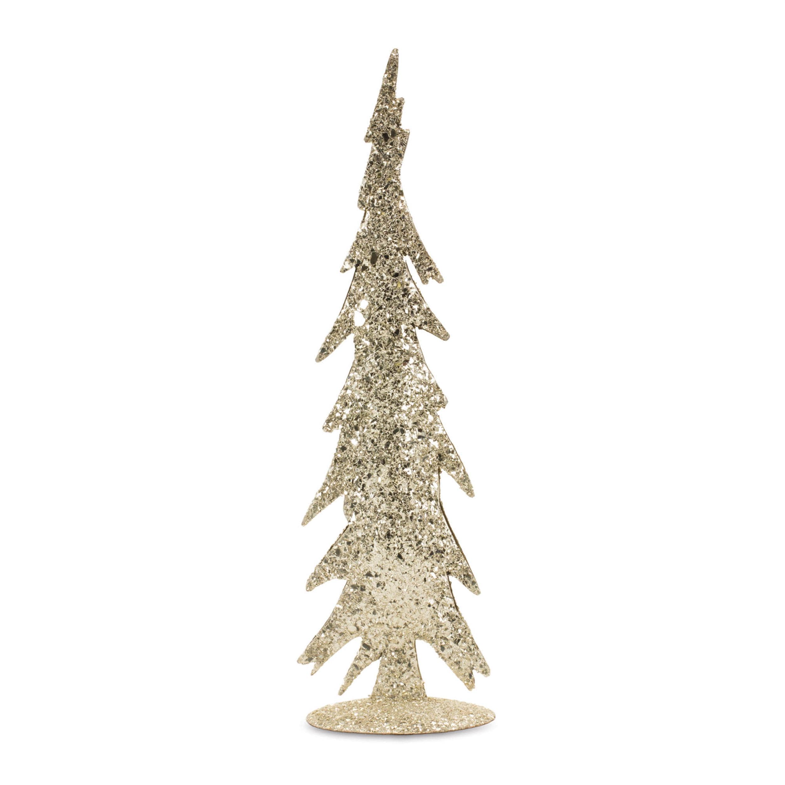 Gold mosaic glass pine tree (set of 2)