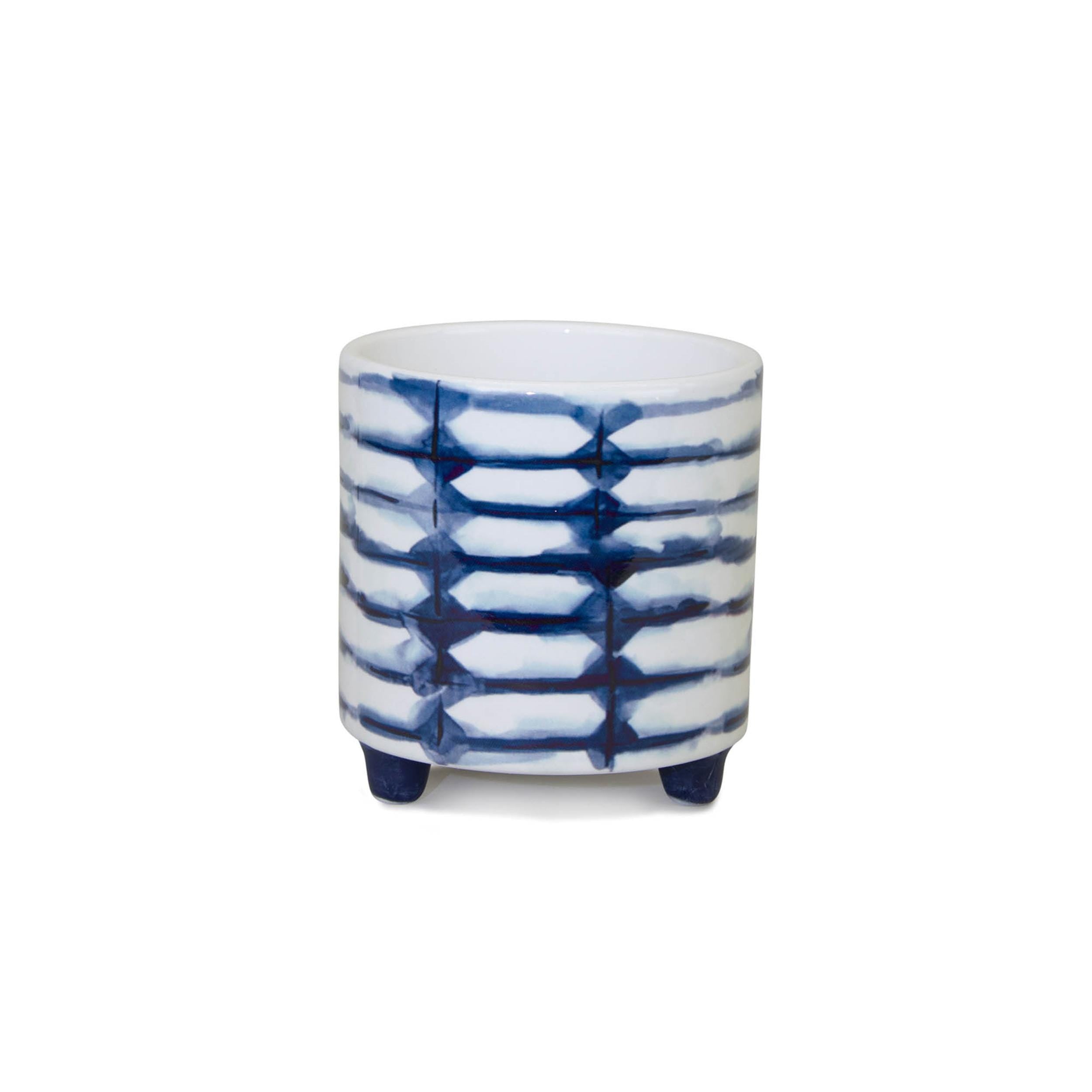 Blue and White Footed Planter Set (2 Small Pots)