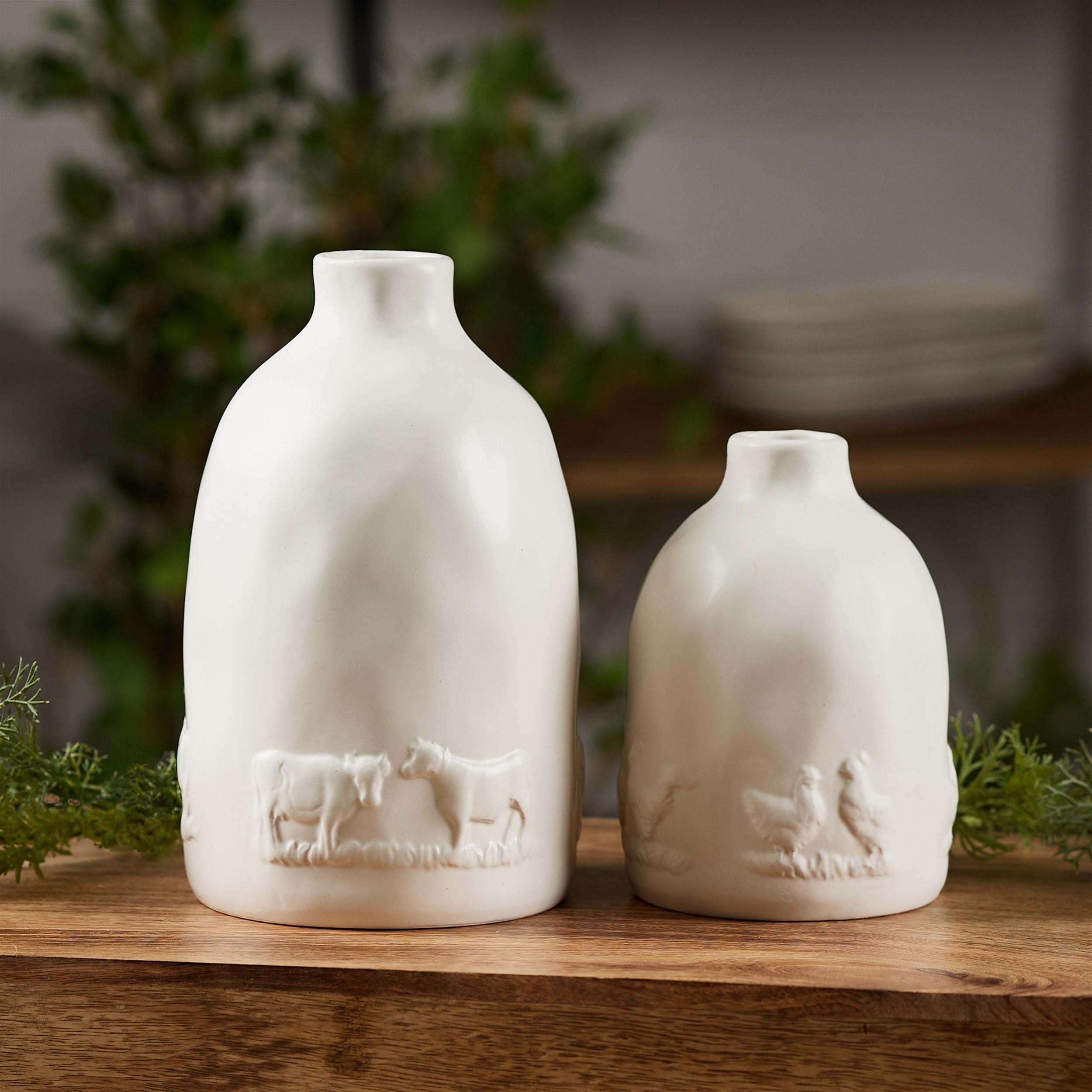 Farm Animal Vase Set (Cow and Chicken, 2 Sizes)