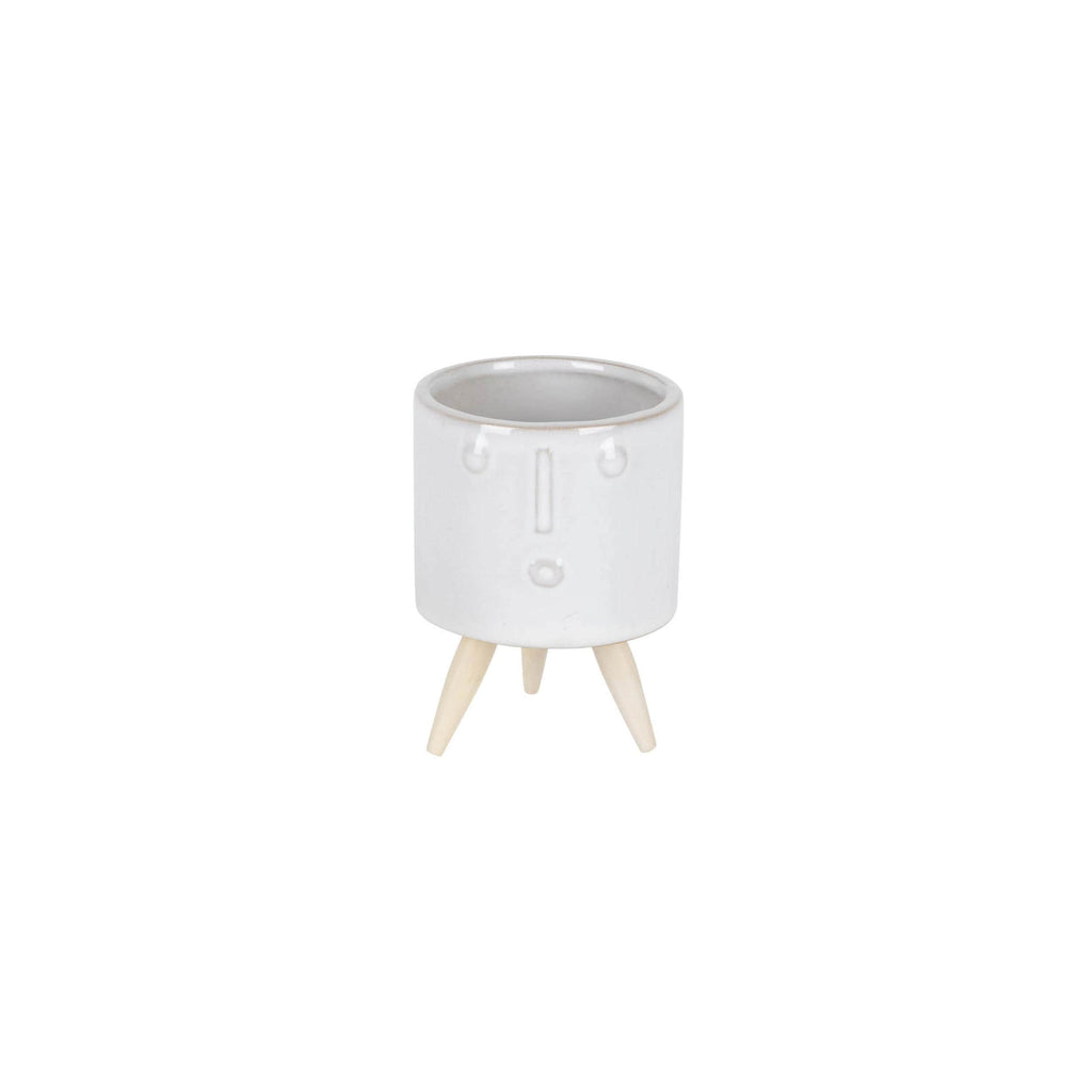 Small Face Planter Set with Wooden Legs (3 Pots)