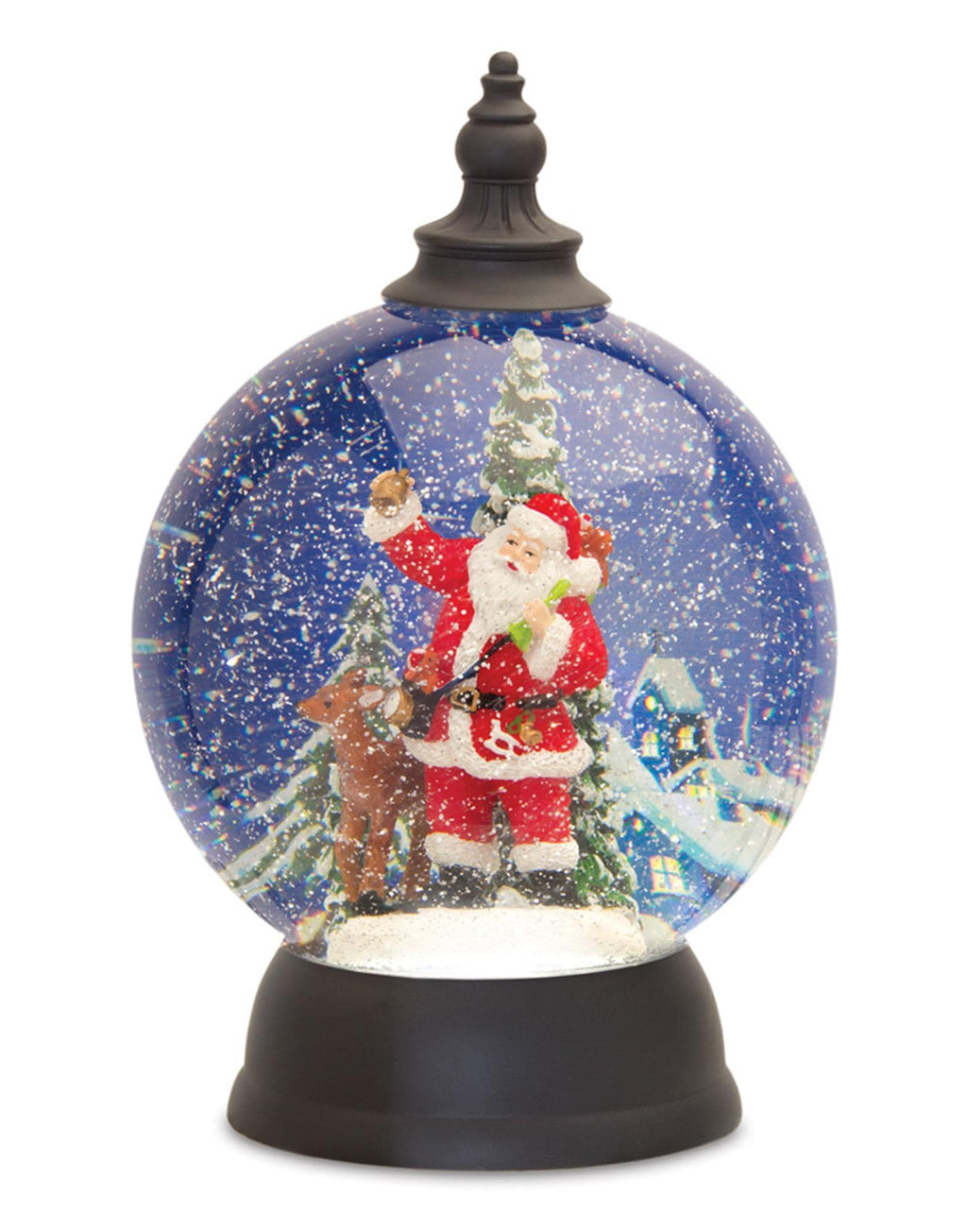 LED Santa Sleigh Snow Globe 9.25” Christmas Lighted Acrylic Globe with Timer