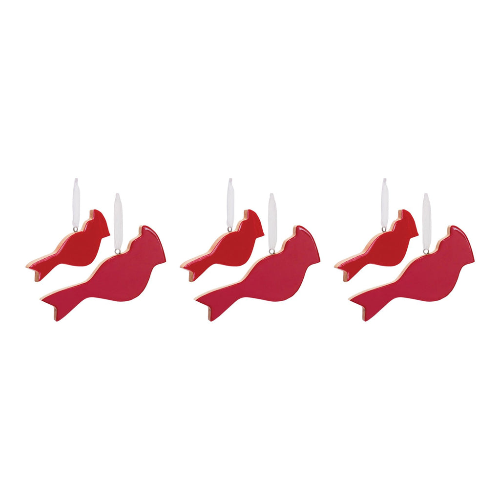 Glass Cardinal Bird Ornament – Set of 6