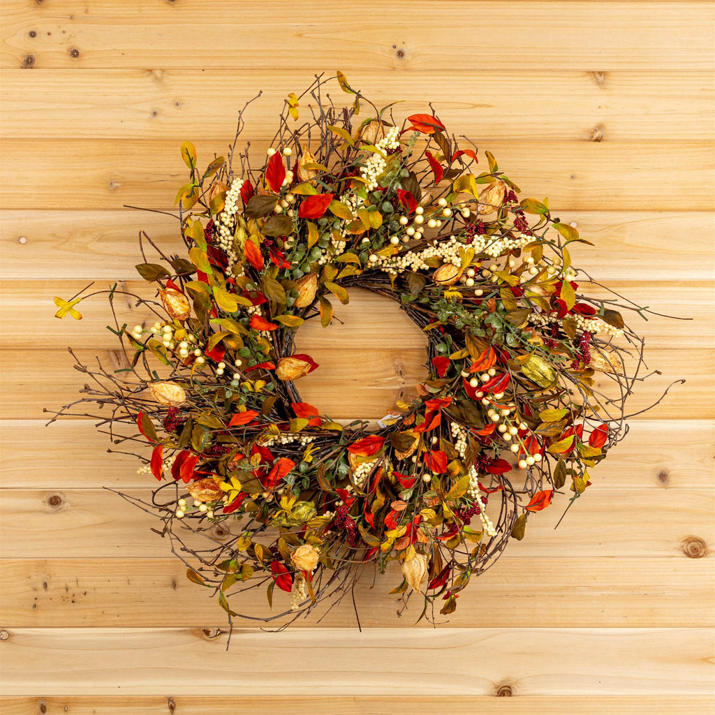 Cape Gooseberry Wreath 20 Inch | Green Door Decor