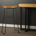 Industrial Wood Bar Stool with Metal Frame