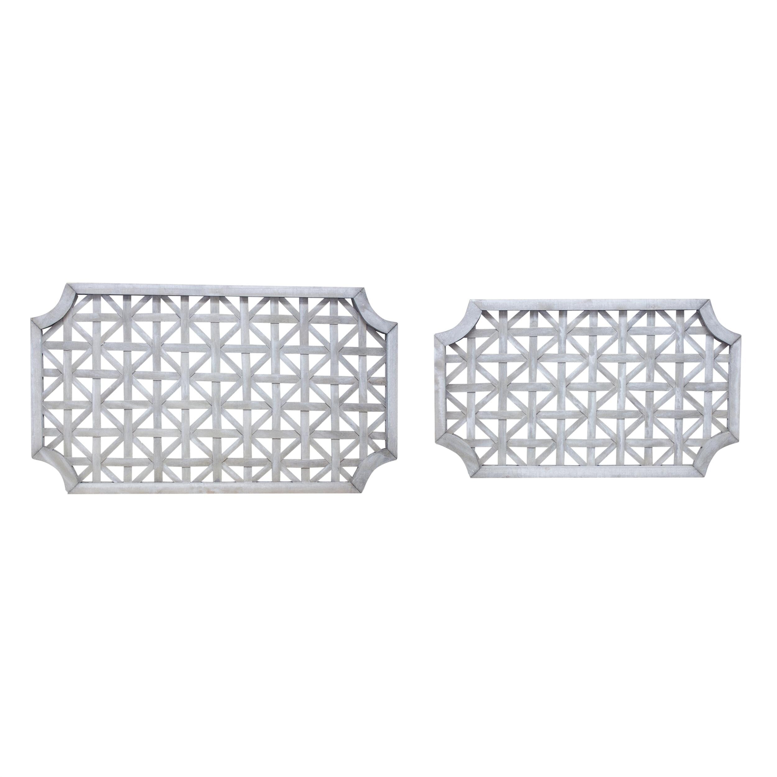 Rectangular Woven Wood Wall Decor Set (2 Panels)