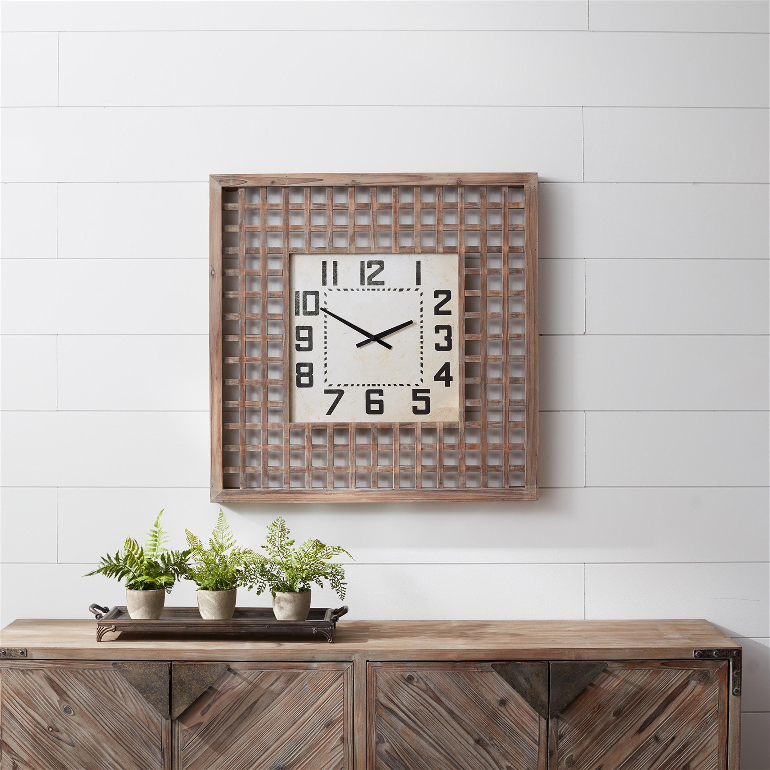 Large Whitewashed Wood Wall Clock (29.5”)