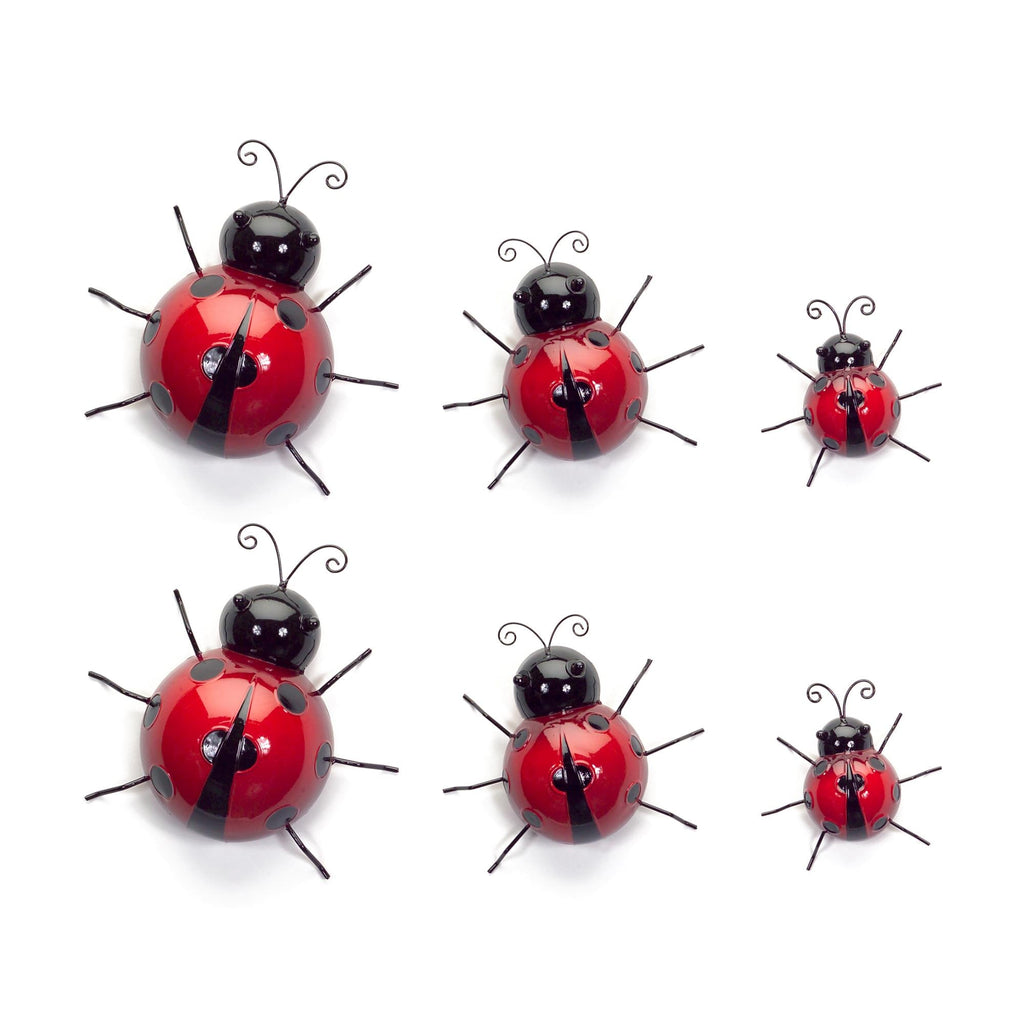Metal Ladybug Wall Decor Set (6 Pieces)